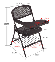Chaise pliante d'école et de formation en plastique durable et respirant avec tablette, cadre en métal noir pour salle de classe universitaire et salle de formation