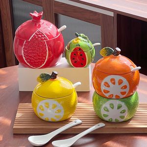 Lelyi Creative Ins Boîte de saindoux en céramique en forme de fruit créatif de grande valeur Petit pot d'assaisonnement frais fait à la main - Product Image 1