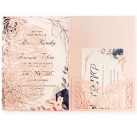 Cartes d'invitation de mariage découpées au laser avec enveloppe, vente chaude, papier de luxe, invitation en papier découpé au laser