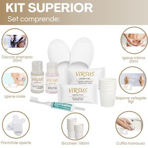 Kit de Amenidades Virsus con Champú, Jabón para Cuidado Íntimo, Gorro de Ducha, Pasta de Dientes y Vasos para Uso en Baños de Hotel - Product Image 2