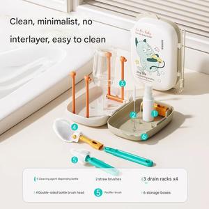Séchoir à biberons prêt pour le voyage et ensemble de brosses de nettoyage-Design compact et pliable avec vidange, parfait pour le nettoyage des tasses en déplacement - Product Image 2