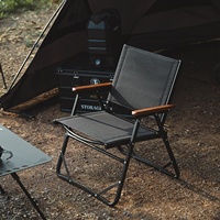 Chaise tactique pliante carrée portable avec accoudoirs en bois, tissu Oxford 1000D, cadre en aluminium, camping et pêche, écologique