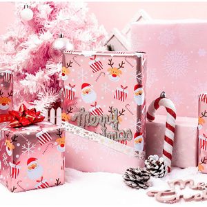 Christmas <b>Wrapping</b> <b>Paper</b> Pink Santa Reindeer Snowflake 17 In X 32.8 Ft Roll Gift Craft Recyclable - Product Image 6
