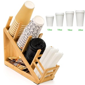 Estante de almacenamiento de madera para tazas y pajitas, soporte para cápsulas de café, organizador de bolsitas de té para encimera de cocina - Product Image 3