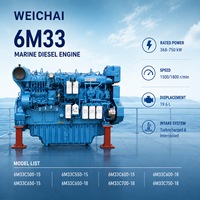 Moteur diesel marin Weichai Baudouin 6M33 500 ch 600 ch 700 ch pour bateaux de pêche et navires de marchandises
