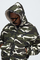 Veste en jean camouflage rétro décontractée d'hiver sur mesure OEM avec capuche et fermeture éclair pour hommes