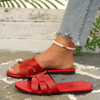 Sandales plates tendance pour femmes, style claquettes, à enfiler, avec large bride, confortables, légères, décontractées, pour la plage, pour filles