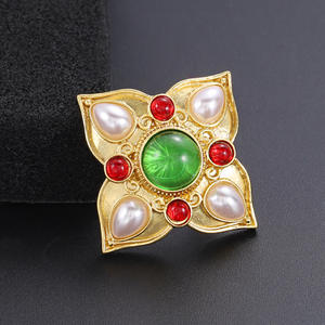 Broche florale en alliage plaqué or vintage Weiman, perle agate haut de gamme, vêtements à la mode <span class=keywords><strong>Fixin</strong></span> - Product Image 3