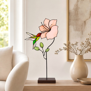 Maßgefertigtes Art Deco Buntglas Blumen- und Vogel-Untersetzer-Set Handgefertigt YAPPIE HD-0111 Guangdong Wohndekor Jubiläum - Product Image 3