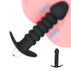 Mainan Anal silikon getar produk dewasa 2 in 1 Butt Plug Trainer untuk wanita pria pemijat silikon lembut Anal Plug Vibrator - Product Image 1