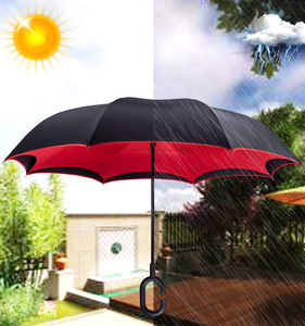Vente en gros 23.5 ''conception personnalisée, grands parapluies coupe-vent à Double couche <span class=keywords><strong>inversé</strong></span> avec Logo imprimé/ - Product Image 2