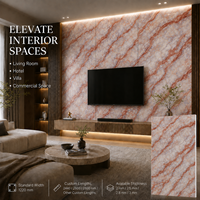 Panneau mural en PVC brillant MORLENX Rose Beige Marble Vein UV pour projet résidentiel de luxe