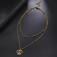 Collares de Gargantilla al por Mayor para Mujer, Colgante con Símbolo Lésbico, Collar de Doble Cadena de Acero Inoxidable, Joyería de Moda LGBT, Regalos