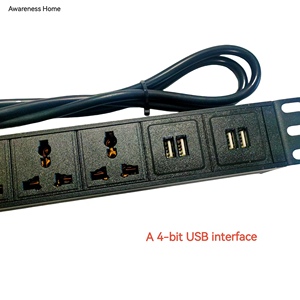 Đơn vị phân phối điện đa năng 6 chiều PDU với cổng USB 4 bit chống sét dây điện và phụ kiện cung cấp - Product Image 3