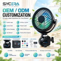 Ventilateur à clip pour poussette de nouveau-né, rechargeable par USB 8 000 mAh, avec éclairage LED radiant et alimentation durable