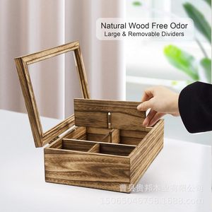 Bamboo Tea <b>Box</b> Rectangle 0.8cm Thickness Handmade Multi Compartment <b>Gift</b> Storage For Tea <b>Coffee</b> Packaging - Product Image 4