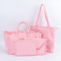Tas Selempang Wanita Warna Permen Manis, Dompet Clutch Cantik, Tas Amplop Pipih, Tas Clutch Kanvas Wanita dengan Rumbai Katun
