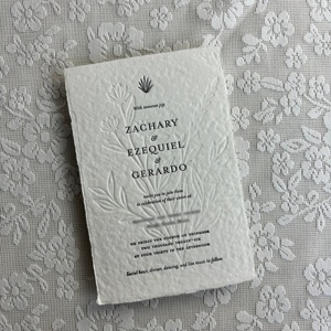 Invitations de mariage de luxe en papier fait main vert forêt, ensemble d'invitations en papier coton à bords festonnés pour fête de fiançailles et RSVP - Product Image 3