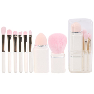 8 Piece Makeup <b>Brush</b> Set Portable Retractable Blush Eyeshadow <b>Brushes</b> Synthetic Hair Plastic Handle Travel Size - Product Image 1