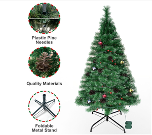 Árbol de <span class=keywords><strong>Navidad</strong></span> Artificial Preiluminado de 6.5 pies <span class=keywords><strong>con</strong></span> Música, 340 <span class=keywords><strong>Luces</strong></span> <span class=keywords><strong>LED</strong></span>, Puntas de Ramas de PVC Mixtas de PE, Base Giratoria <span class=keywords><strong>con</strong></span> Control Remoto - Product Image 4