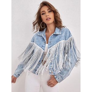Spot all'ingrosso giacca di jeans moda nappa bavero fiore fritto giacca di jeans da <span class=keywords><strong>donna</strong></span> - Product Image 2