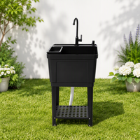 Évier en plastique authentique et durable pour salle de bain, lavabo autoportant pour dortoir, camping-car, caravane - Évier compact pour garage avec tuyau de vidange