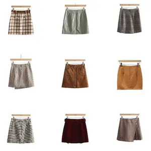 Custom new women's fashion trend elastic waist plaid pleated skirt figure skater school uniform mini skirt