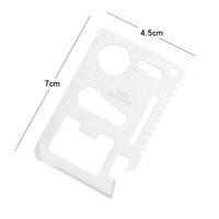 Carte de survie 11-en-1 en acier inoxydable avec mini tournevis et règle, outil de portefeuille EDC, logo personnalisé, cadeau d'affaires