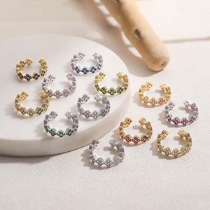 Bague élégante en cuivre de luxe léger avec zircon, trèfle à quatre feuilles, niche, pétale de fleur, couleur vive, réglable - Product Image 2