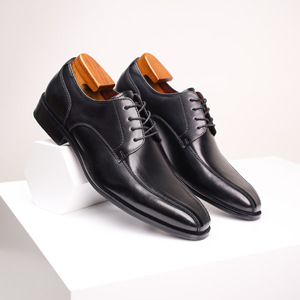 Zapatos Oxford de Vestir con Punta en Pico, de Cuero Marrón, con Cordones, Color Sólido, Parte Superior de Cuero Genuino, Suela de Goma, para Todas las Temporadas, Envío Directo - Product Image 2