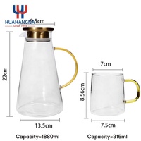 Carafe en verre borosilicate résistant à la chaleur 1,8 L, pichet à thé glacé transparent avec couvercle et poignée