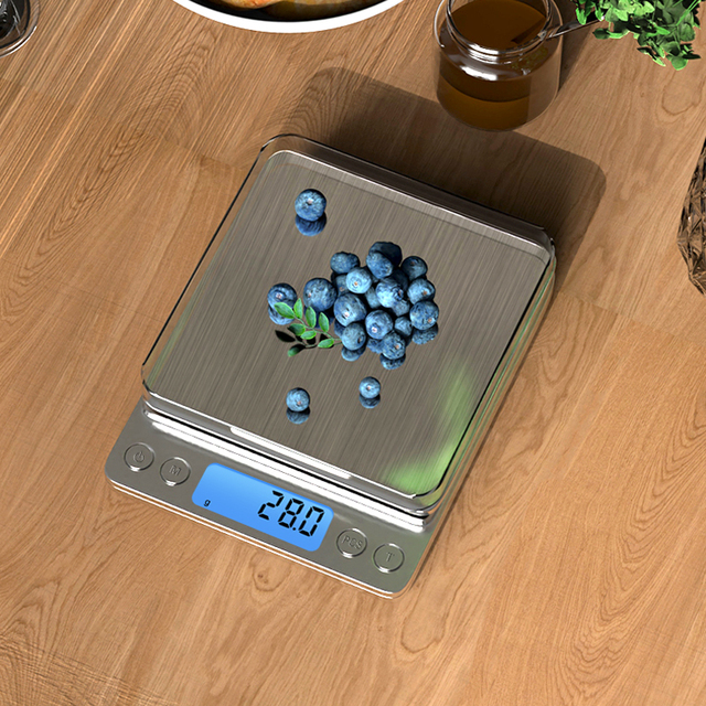 Smart Digital Kitchen Scale 3kg 0.1g  Stainless Steel ABS Food Weight Weighing Nutritional Calculator LCD Display Scale