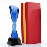 Trophée en cristal torsadé haut de gamme et exquis, grande surface de gravure, pour cérémonie annuelle, récompense de reconnaissance des employés