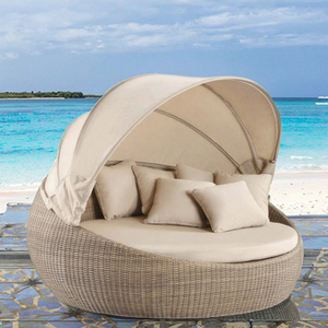 Tumbona Moderna de Ratán en Forma de Huevo con Dosel, Muebles de Metal para Exteriores, Piscina, <span class=keywords><strong>Hotel</strong></span>, Parque, Patio, Playa - Product Image 6