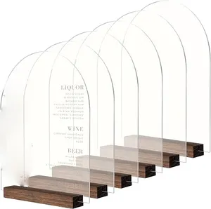 8x10 hojas de acrílico con soporte de madera DIY arco acrílico signo en blanco para boda signo menú signo bebida Bar