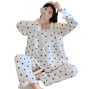 Autumn and winter new thick and cotton confinement clothes pregnant women pajamas sandwich pregnant women pajamas