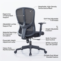 Chaise de bureau ergonomique moderne en maille avec base pivotante réglable en hauteur, dossier moyen, idéale pour le bureau à domicile et les salles de réunion