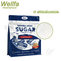 Sacs d'emballage en plastique personnalisés OEM de 1 kg, de qualité alimentaire, en PE blanc granulé, à fond plat, avec fenêtre transparente et fermeture éclair refermable