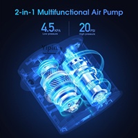 Pompe à air rechargeable par USB 3-en-1 avec dégonfleur et lampe de secours pour kayak, SUP, paddleboard, matelas pneumatique, bateau pneumatique