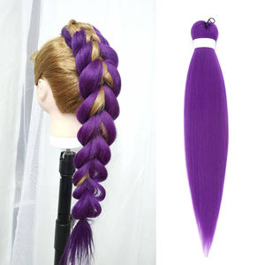 Extensions de cheveux humains malaisiens violets 24 pouces, 3 paquets, pré-étirées, teintes, double trame, tresses torsadées pour scène et soirée - Product Image 4