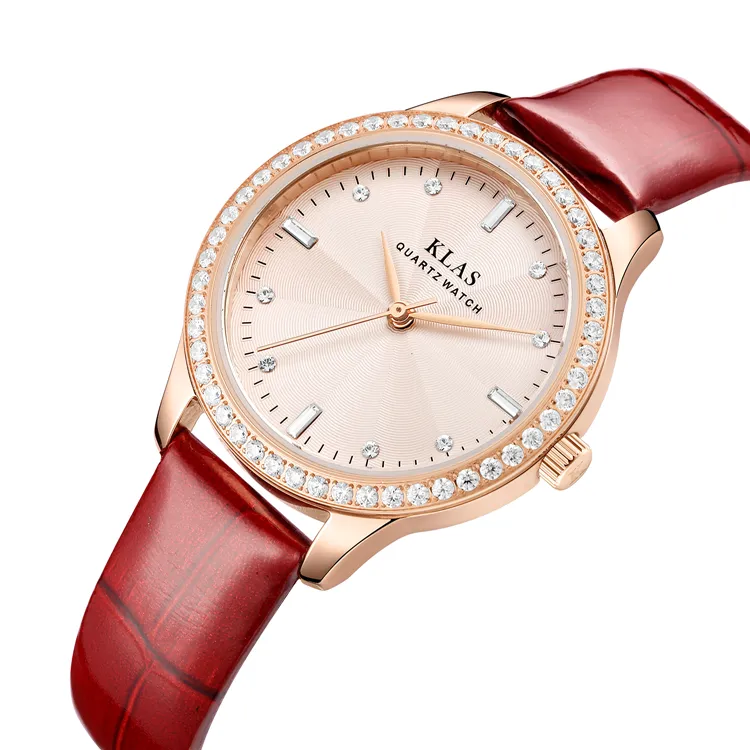 KL-3551 de cuero genuino para mujer, relojes de lujo, a la moda, superventas