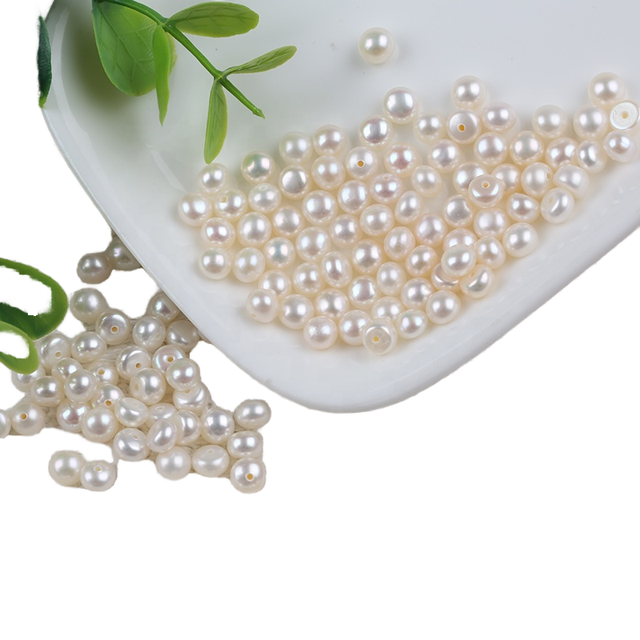 Wholesale 6-7mm Natural Freshwater White Loose Pearls Beads Genuine Real Button Shape Wholesome Beaded Jewelry Collection