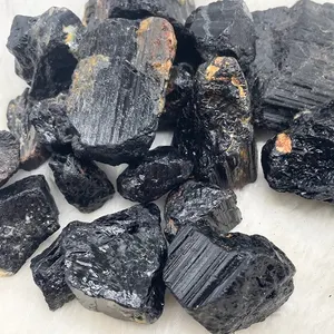 Großhandel natürlicher roher Quarz Kristall schwarzer Turmalin rauer Stein als Geschenk