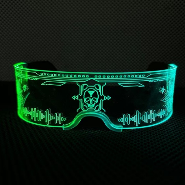 Halloween & Christmas Cosplay LED Light-up Glasses Cyberpunk Luminous Visor Sunglasses with 7 Colors for Thanksgiving