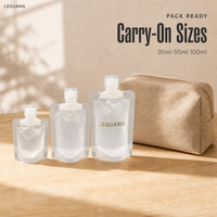 Pochettes en plastique transparentes réutilisables OEM en gros, 30ml, 50ml, 100ml, portables, pour voyage, à presser, avec bouchon rabattable, pour shampoing, lotion, maquillage