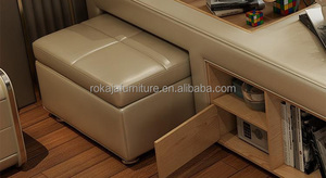 Lit double multifonctionnel haut de gamme pour la maison et l'hôtel, lit en cuir avec chaise, lit moderne intelligent de taille standard ROK-LI24845 Smart Q - Product Image 6