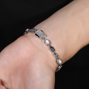 Street Fashion Retro Blue <b>Gemstone</b> <b>Bracelet</b> Sweater Chain Simple Versatile Hand Accessory - Product Image 2