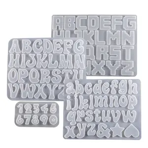 Early Riser Crystal Epoxy Resin Crafts 0-9 Number 26 English Letter Silicone Mold Letters Mouldings for Metal Key Chains pendant