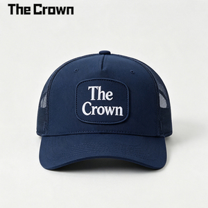 Casquette Trucker Bleu Marine Personnalisée de Haute Qualité avec Patch Tissé, Snapback, Dos en Maille et Visière Courbe, Logo Brodé – Vente en Gros - Product Image 2