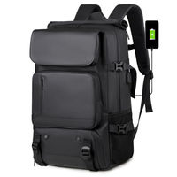 Ransel Laptop Roll Top yang Dapat Diperluas, Tahan Air, Kapasitas Besar, Dilengkapi Pengisi Daya USB dan Kantong Botol Air di Samping